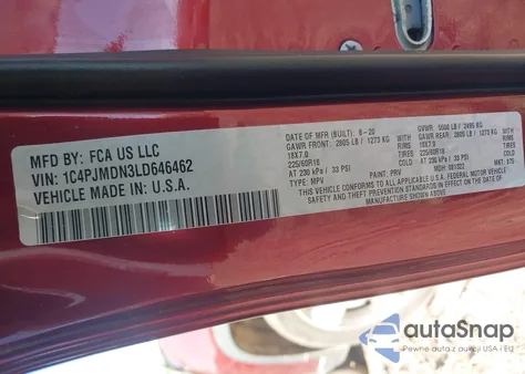 2020 Jeep Cherokee Limited 4X4 from USA, damaged, VIN 1C4PJMDN3LD646462